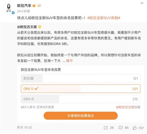 欧拉全新SUV亮相 激光雷达上车 或将命名为“欧拉5”