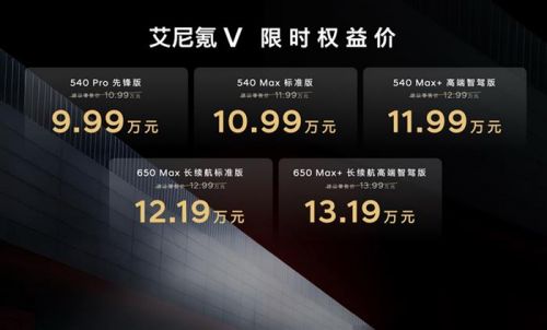 合资纯电“价格屠夫”来袭?艾尼氪V上市 9.99万起还送终身质保